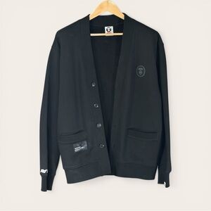 AAPE BY A BATHING APE Black Fleece Cardigan Jacket BAPE Medium